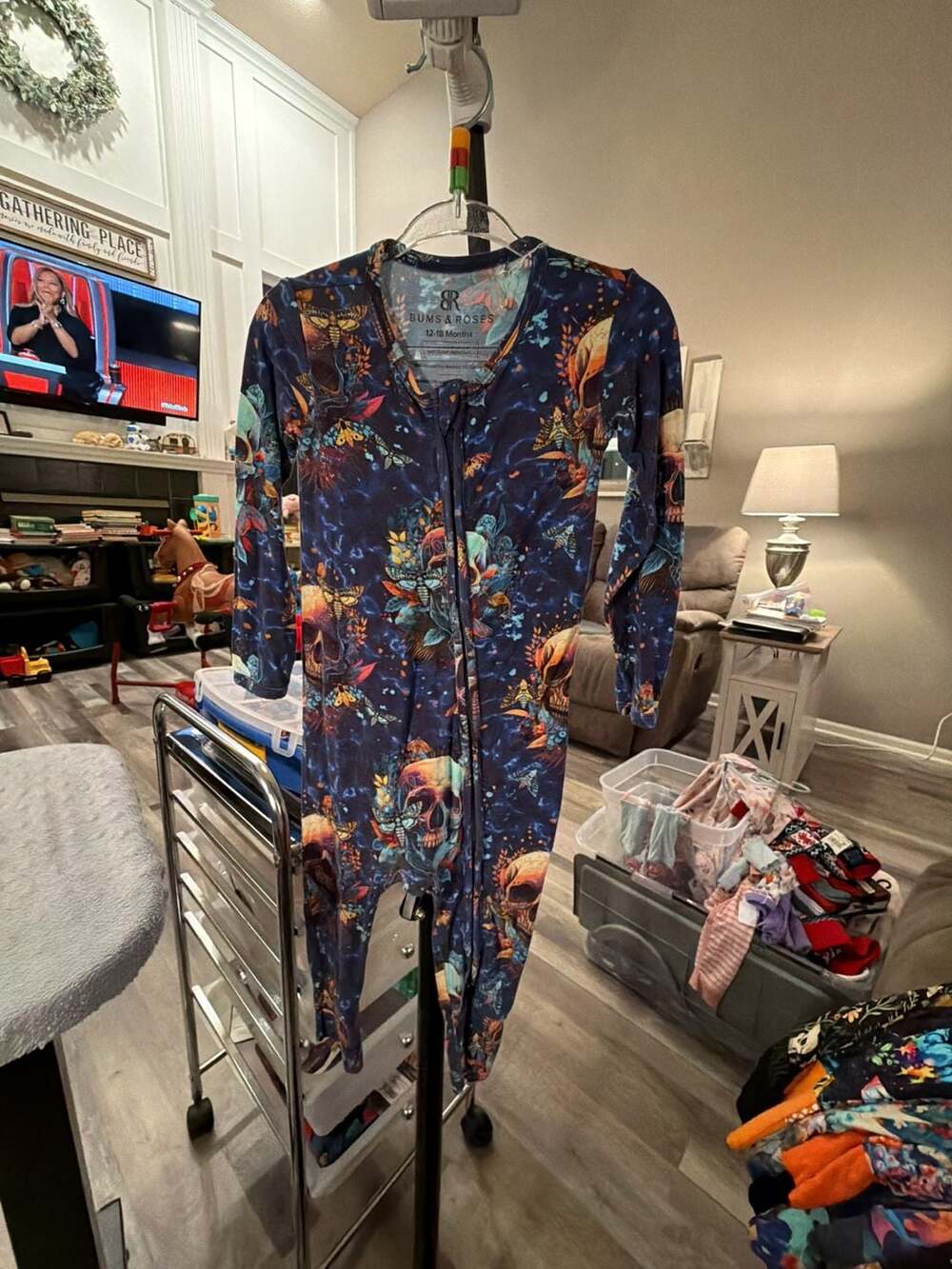 Bums & Roses Sherlock Bones Romper Size 12-18 Months Halloween